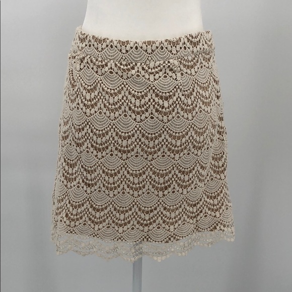 Forever 21 Stretchy Off-White Lace Mini Skirt Sz L - Picture 4 of 8